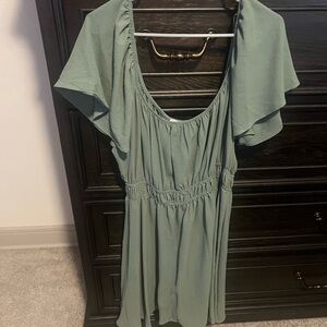 Arula Olive Green Gathered Dress